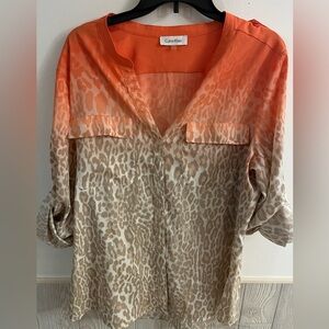 Calvin Klein Leopard Ombré Blouse XL